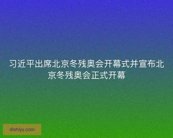 习近平出席北京冬残奥会开幕式并宣布北京冬残奥会正式开幕