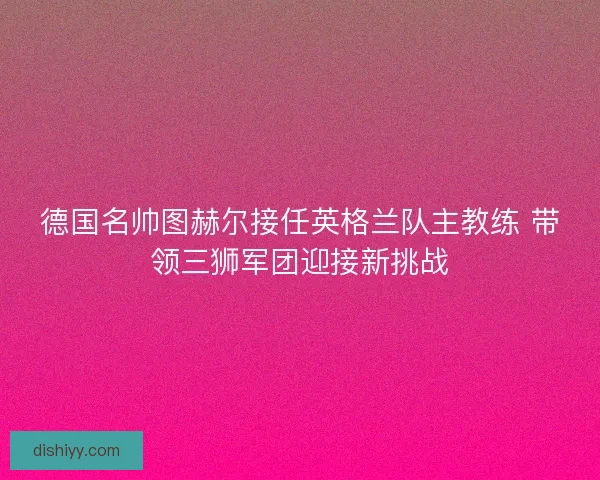 德国名帅图赫尔接任英格兰队主教练 带领三狮军团迎接新挑战